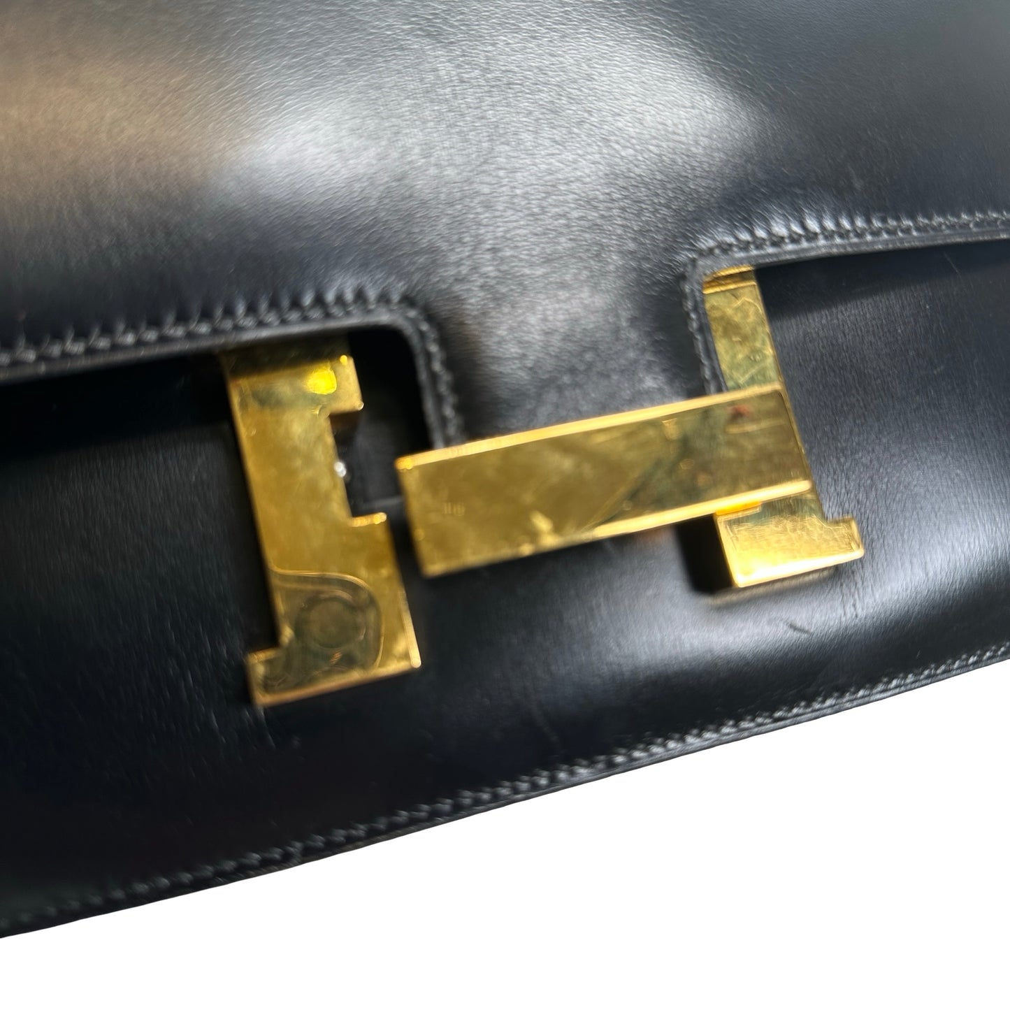Used HERMES Box Calfskin Constance 24 Shoulder Bag Black Gold