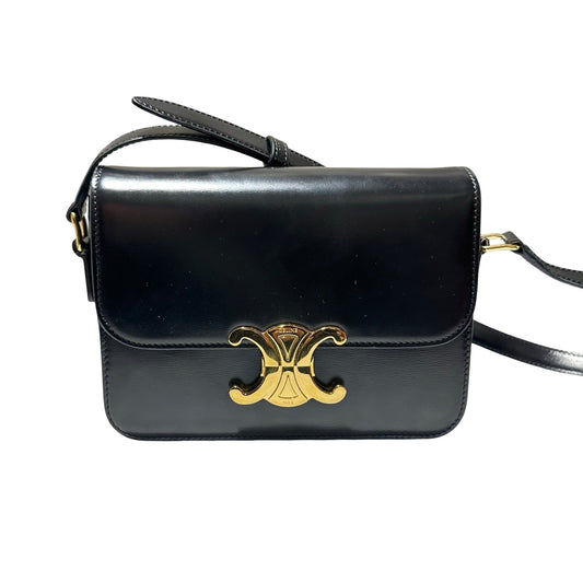 Used CÉLINE Trimphe Teen Cross Body Bag Black GHW