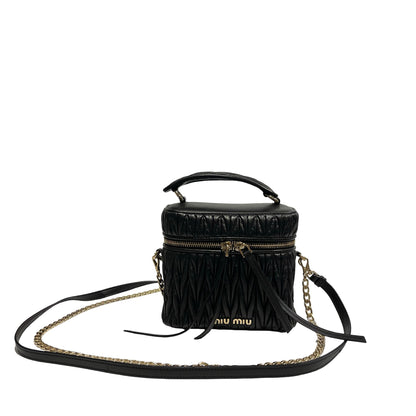 Used MIUMIU Lambskin Leather Two Way Shoulder Bag Black PHW