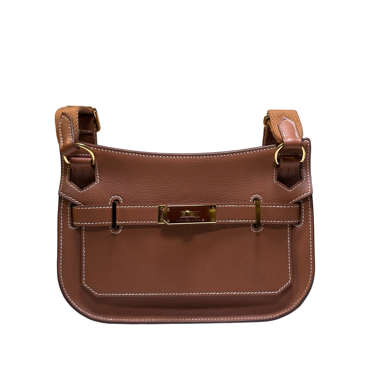 Used HERMÈS Leather MiniJypsiere Cross Body Bag GHW Brown