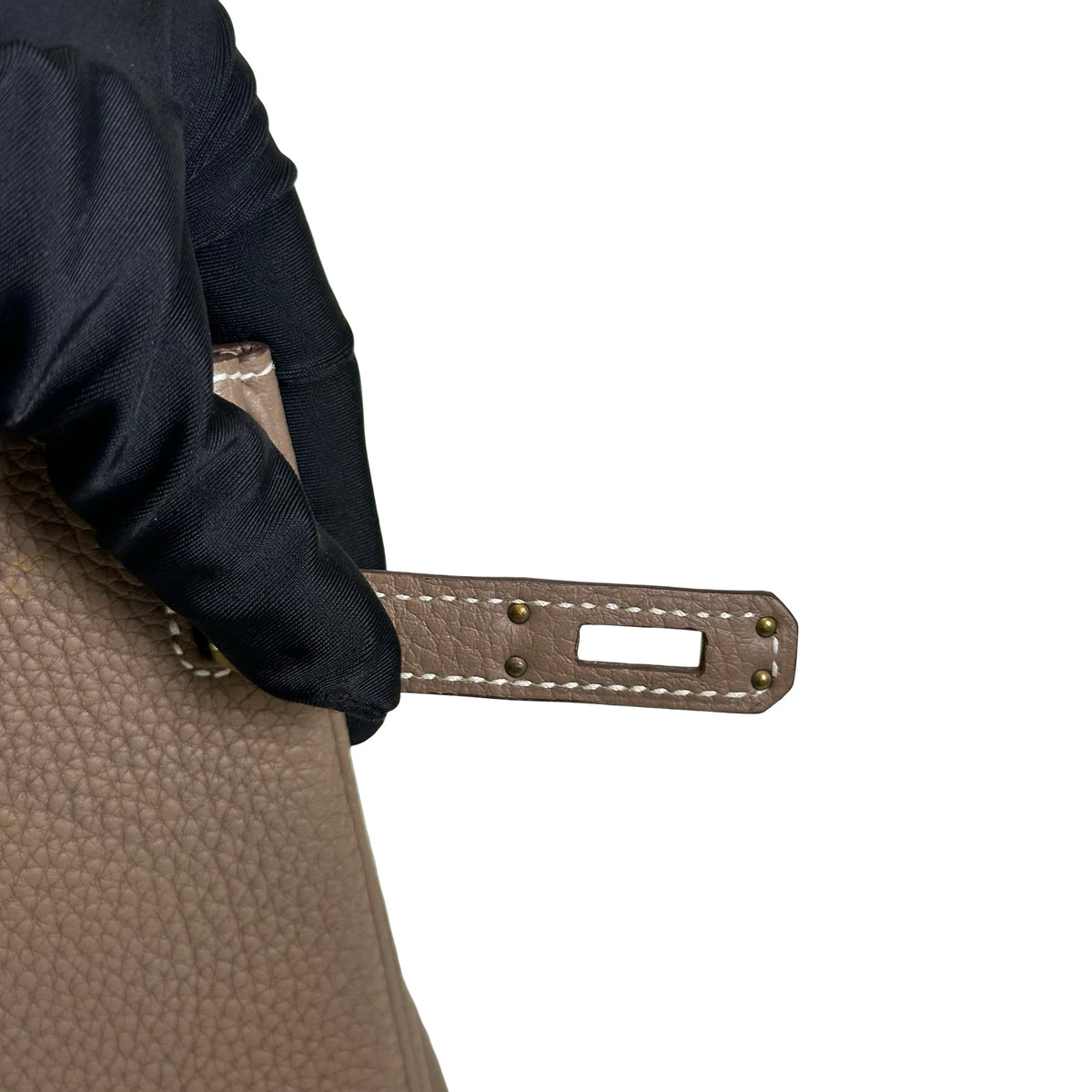 Used HERMES Togo Birkin 25 Handbag Etoupe Gold