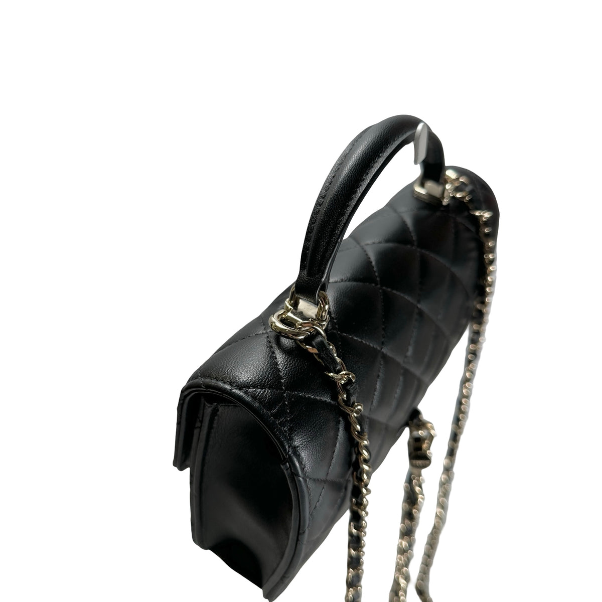 Used CHANEL Quilted Lambskin Trend CC Handbag Black Gold