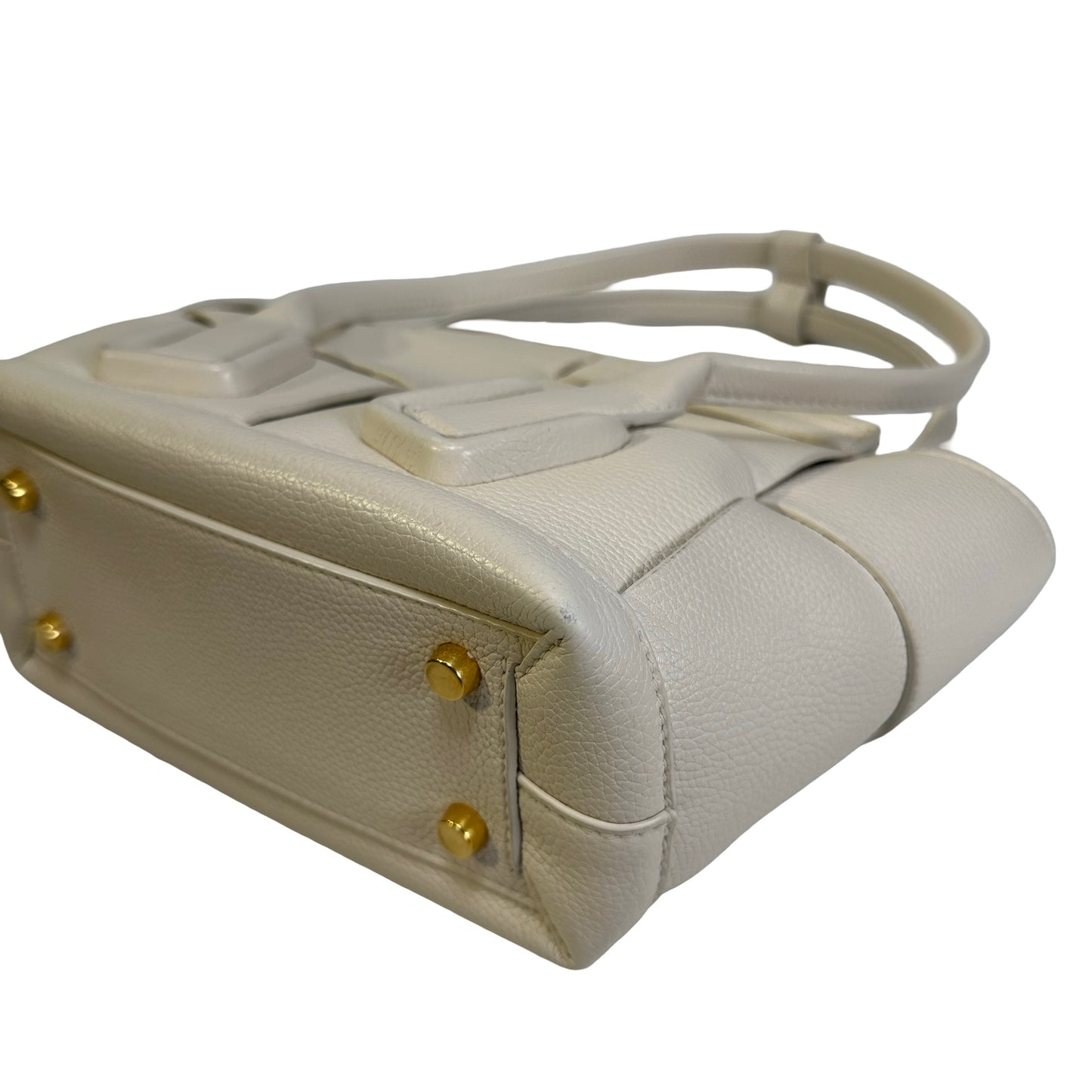 Used BOTTEGA VENETA Intrecciato Arco Handbag White