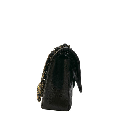 Used CHANEL Calfskin CF 25 Chain Shoulder Bag Black GHW