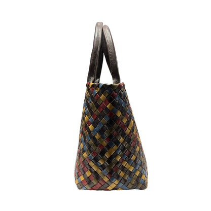 Used Bottega Veneta Calfskin Leather Handbag Multicolor GHW
