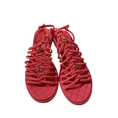 Used Chanel Sandals Sandals Pink GHW