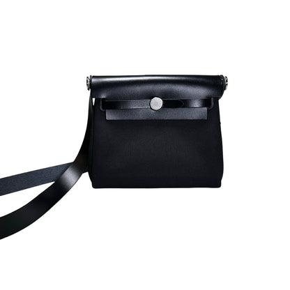 Brand New HERMES Toile Leather Herbag Zip 31 Crossbody Bag Black