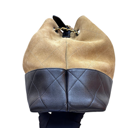 Used CHANEL Hobo 飯盒包 Shoulder Bag Beige Black GHW