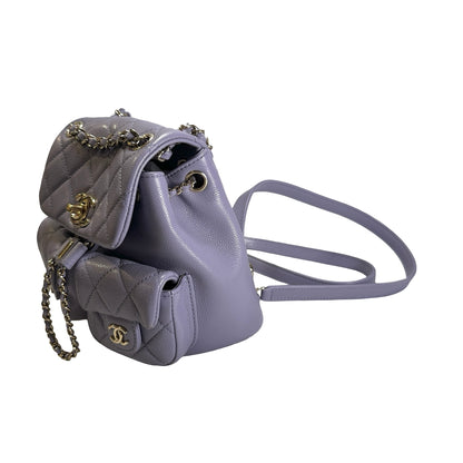 Used CHANEL Quilted Caviar Duma Backpack Purple Gold