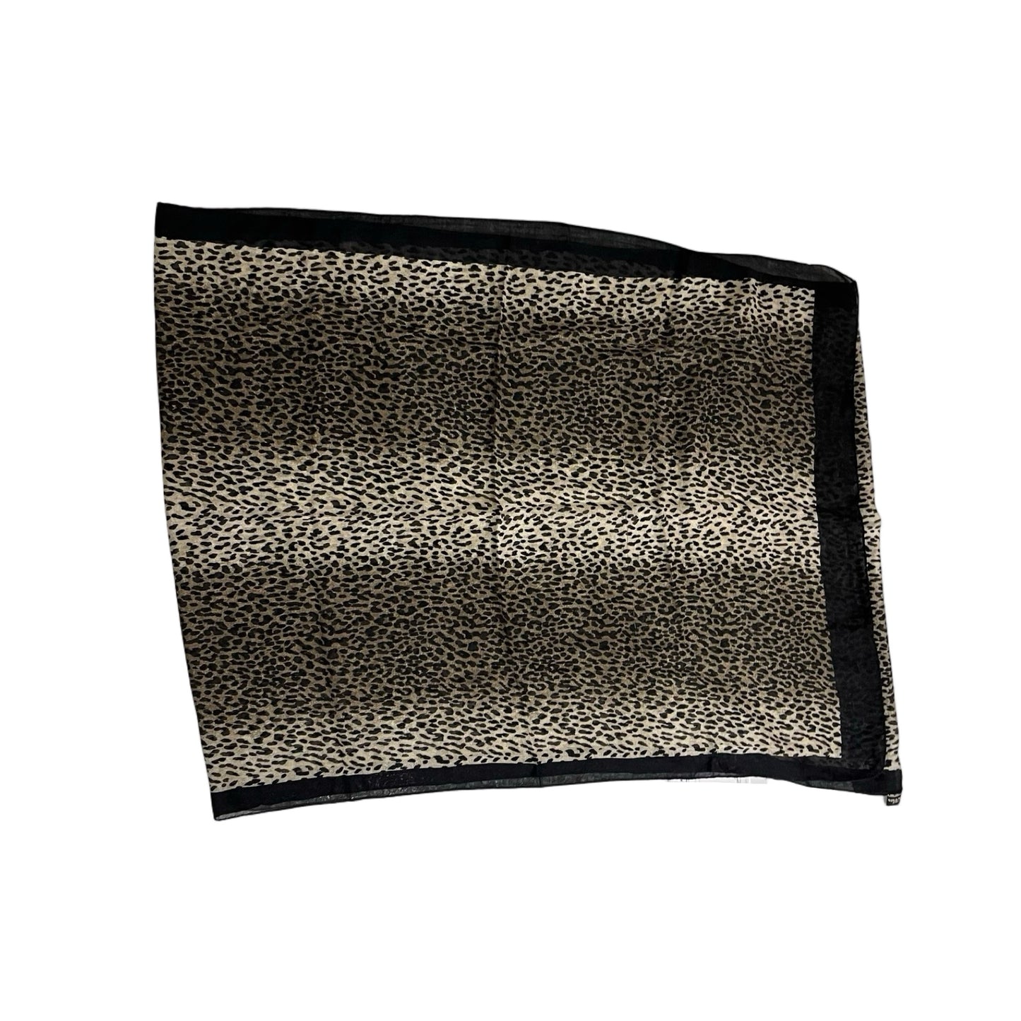 Used SAINT LAURENT Cashmere Silk Leopard Print Scarf Black Brown