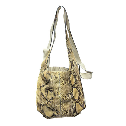 Used LOEWE Python Leather Calfskin Leather Python Hobo Bag Beige