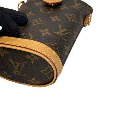 Used LOUIS VUITTON Monogram Coated Canvas Fold Me Pouch Fold Me Bag Brown Beige