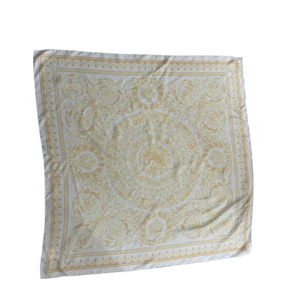 Brand New VERSACE Baroque Carre 90 Scarf White Gold