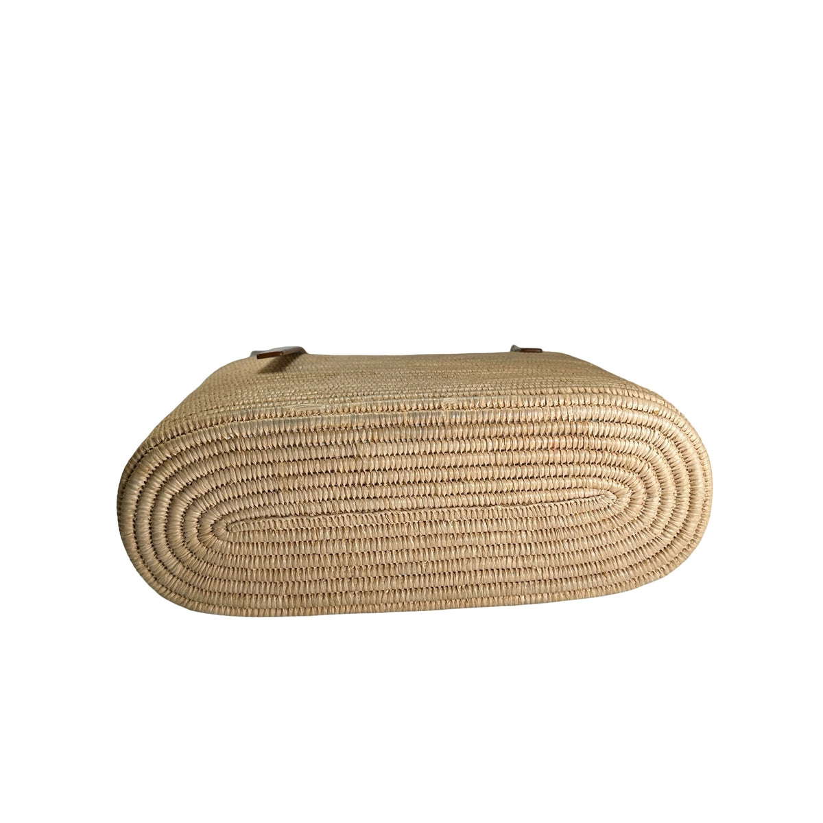 Used LOEWE Raffia Calfskin Square Basket Basket Bag Natural White