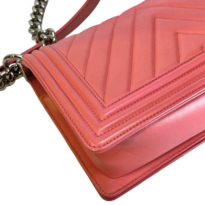 CHANEL Lambskin Boy Shoulder Bag Pink PHW