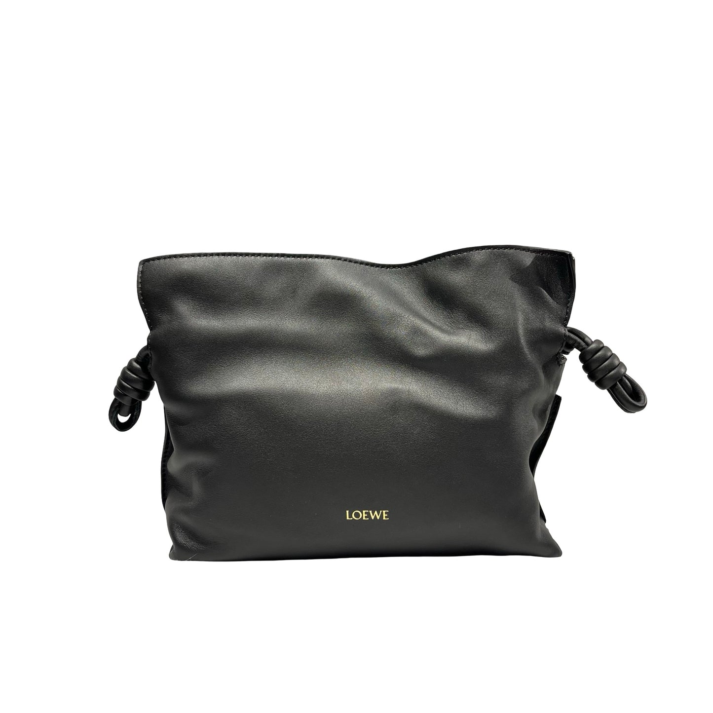 Used LOEWE Calfskin Leather Hamenco Cross Body Bag Black
