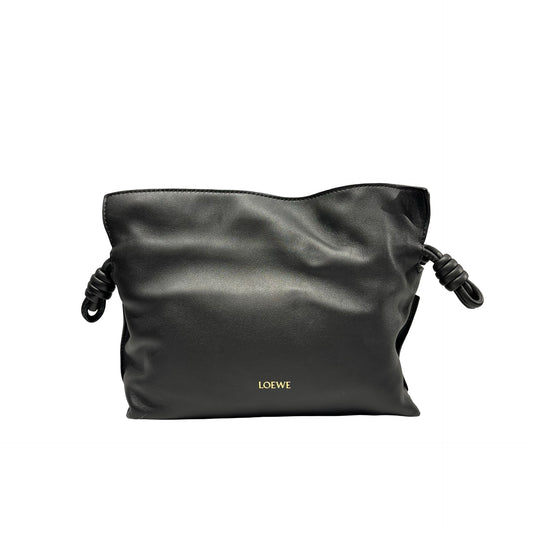 Used LOEWE Calfskin Leather Hamenco Cross Body Bag Black