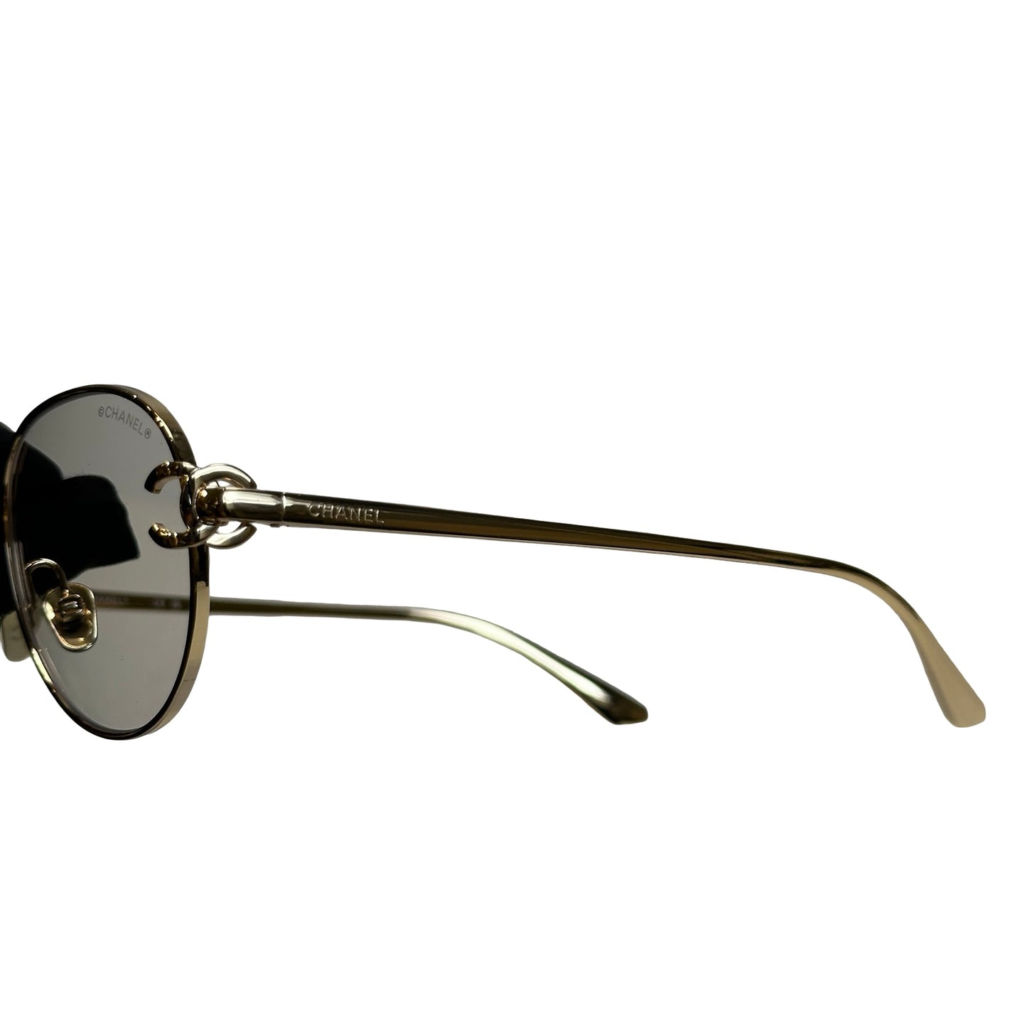 Brand New CHANEL Metal Aviator Sunglasses SUNGLASSESS Gold Grey