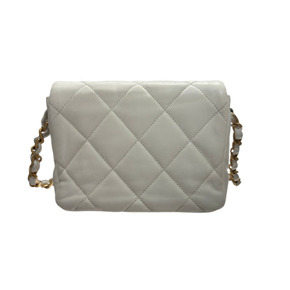Used CHANEL 23S HEART CLASSIC FLAP Cross Body Bag White GHW