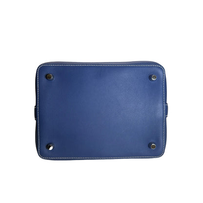Used HERMES Leather Toolbox Handbag Blue