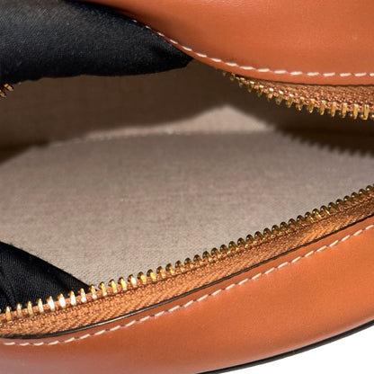 Used CELINE Canvas Leather Oval Purse Triomphe Cross Body Bag Brown Beige GHW