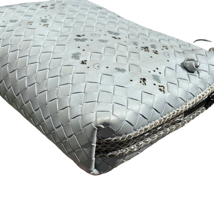 Used Bottega Veneta Lambskin Leather Butterfly Cross Body Bag PHW Grey