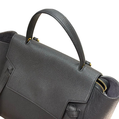 Used CÉLINE Calfskin Leather Belt Cross Body Bag Black GHW