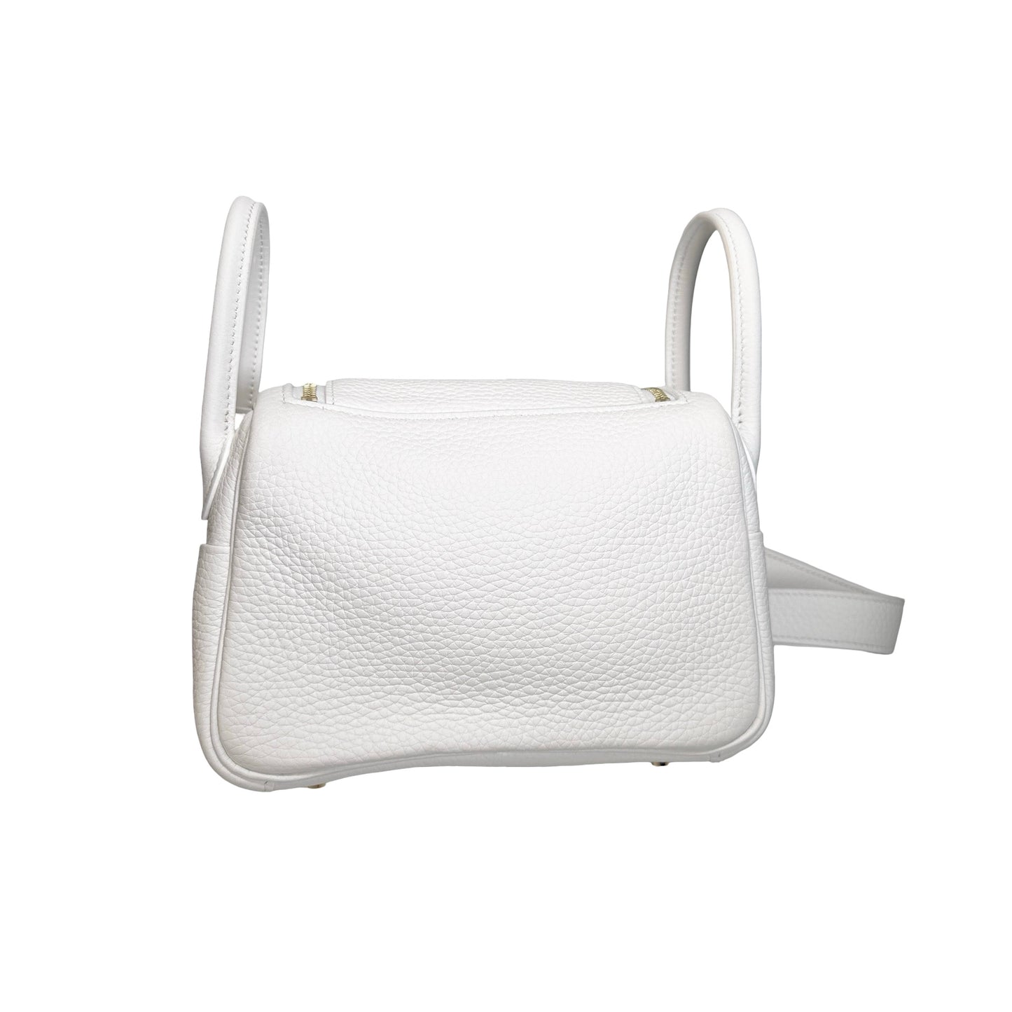 Used HERMES Clemence Leather Mini Lindy Cross body bag White GHW