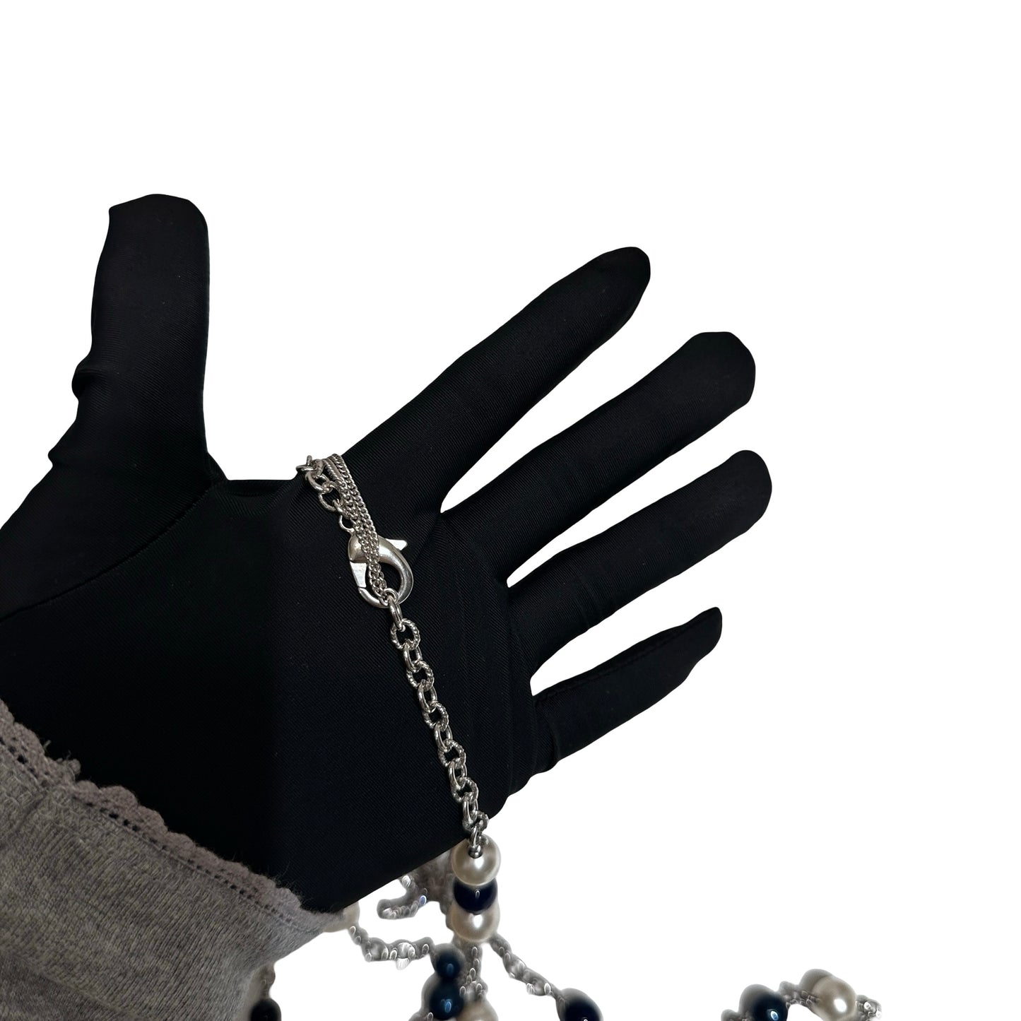 Used CHANEL Necklace Necklace PHW Navy Blue Green