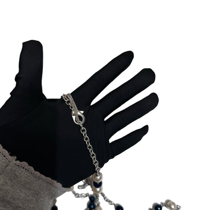 Used CHANEL Necklace Necklace PHW Navy Blue Green
