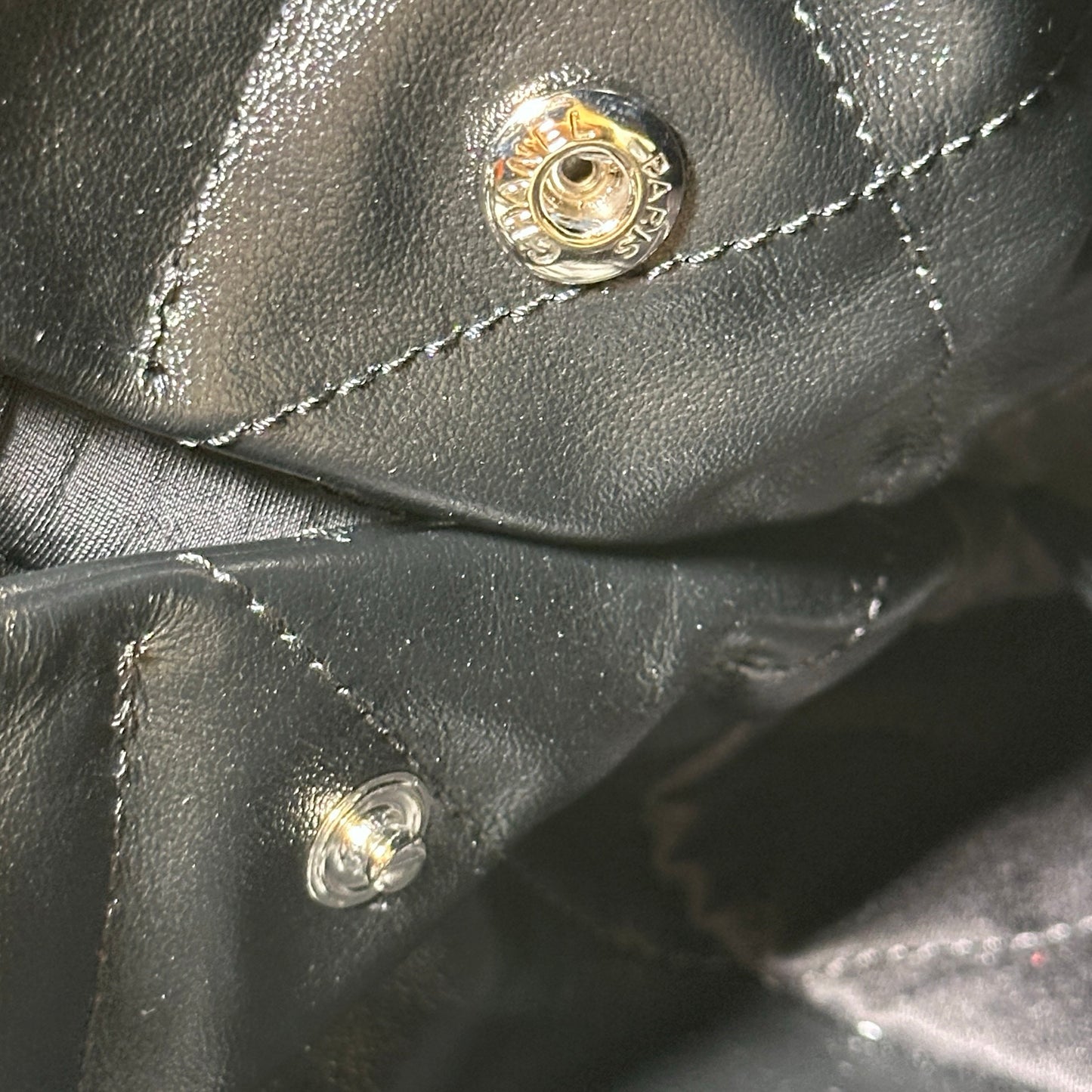 Used Chanel Shiny Calfskin 22 Hobo Bag Black PHW