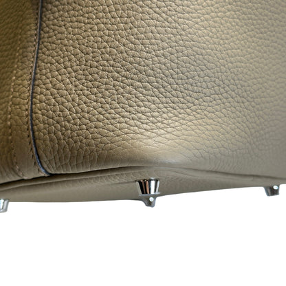 Used HERMES Clemence Picotin 18 Bucket Bag 8Q Beige PHW