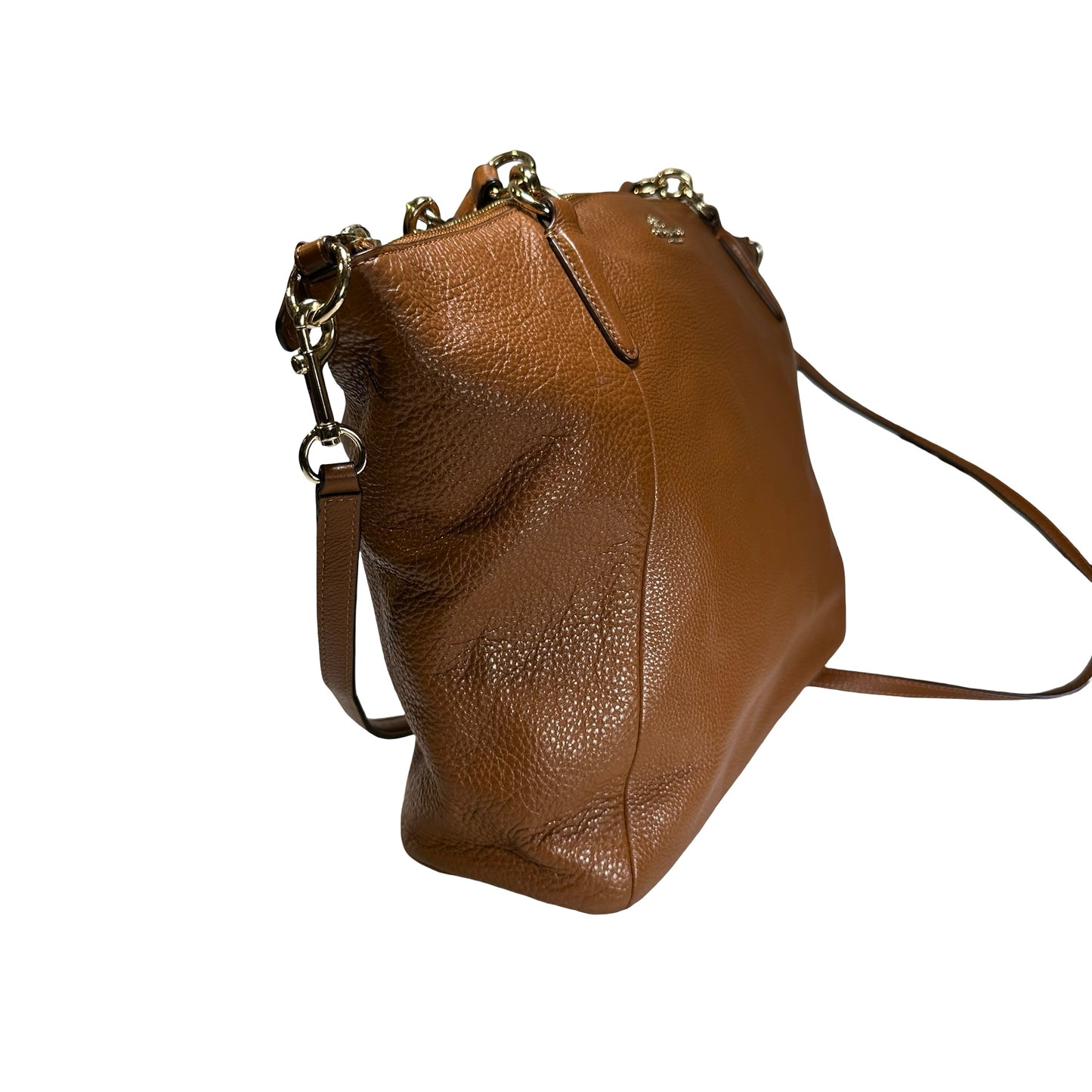 Used COACH Pebbled Leather Tyler Carryall Tote Bag Brown