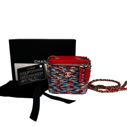 Used CHANEL Mini Vanity Cross Body Bag Red Multi color