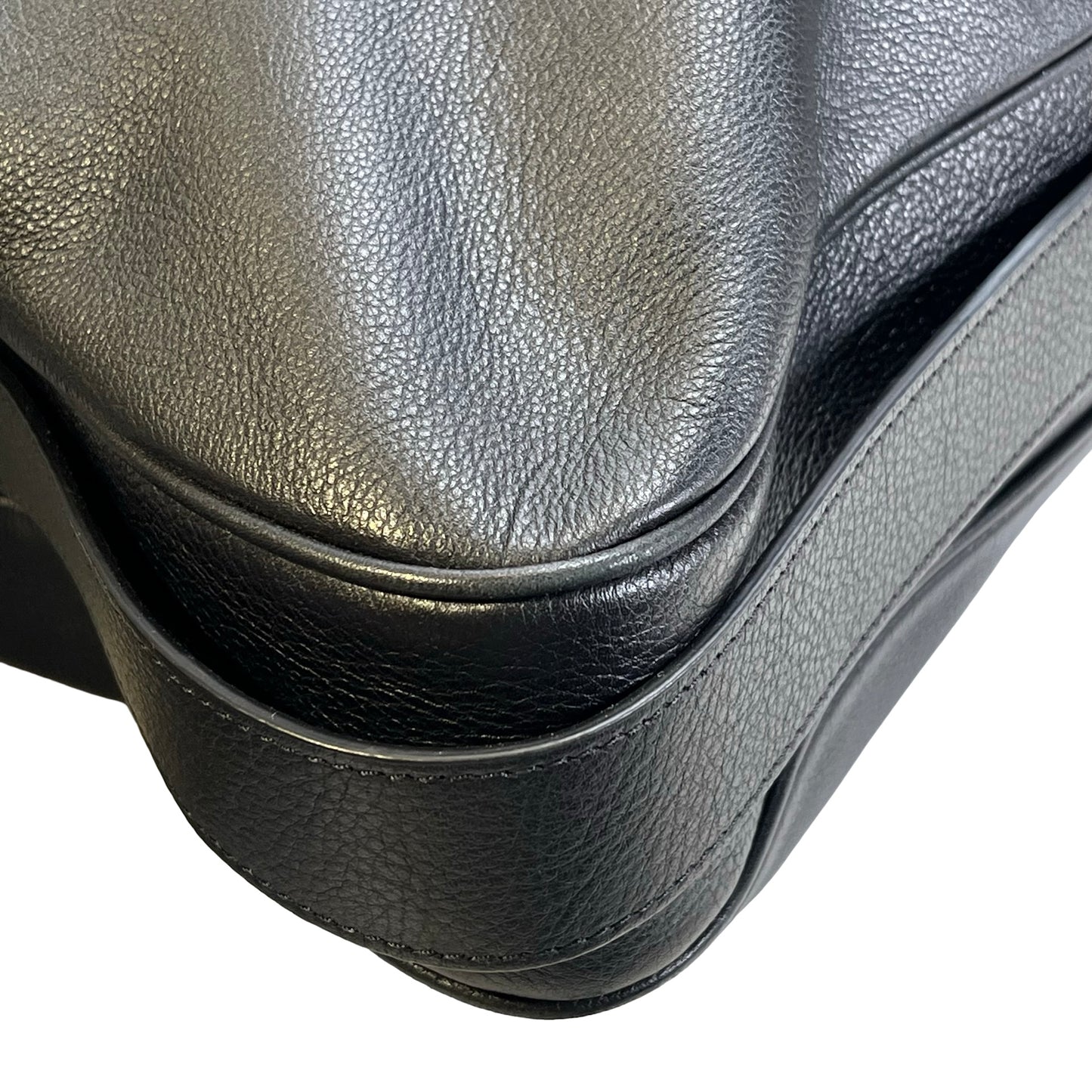 Used CELINE Leather Sangle Bucket Bag Shoulder Bag Black