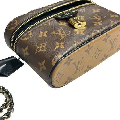 Used LOUIS VUITTON Coated Canvas Monogram Vanity Chain Pouch Two Way Shoulder Bag Brown Black GHW