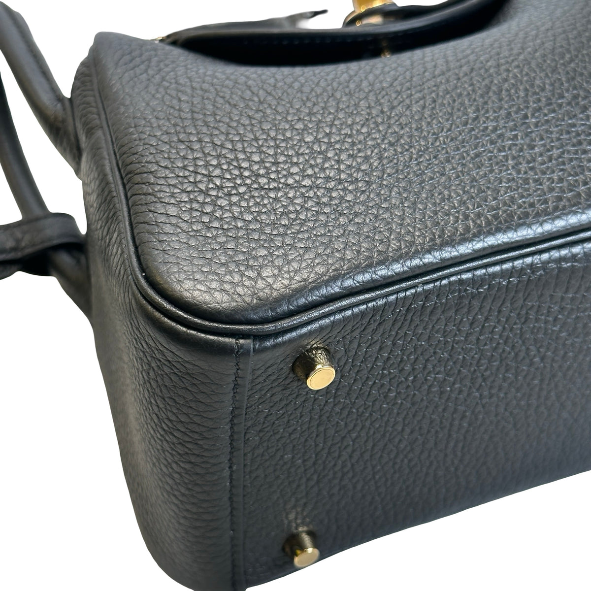 Brand New HERMES Leather Mini Lindy Handbag Black GHW