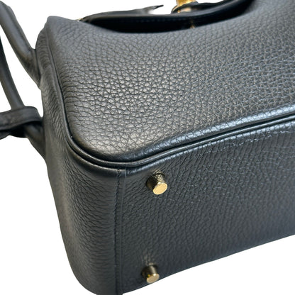 Brand New HERMES Leather Mini Lindy Handbag Black GHW