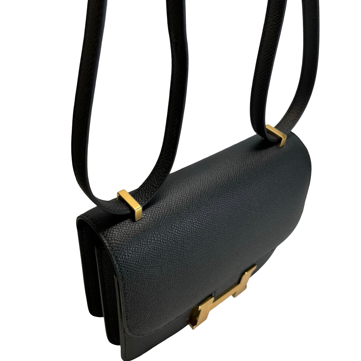 Brand New HERMES Epsom Mini Constance Cross body bag Black Gold