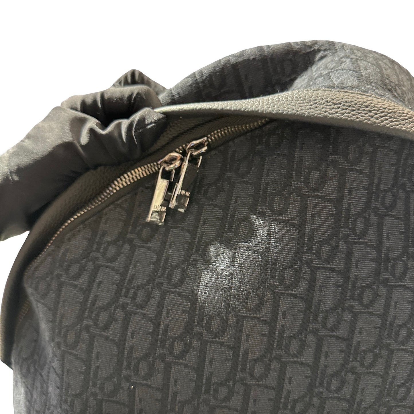 Used Dior Technical fabrics Cotton Calfskin Leather Backpack Navy Blue PHW