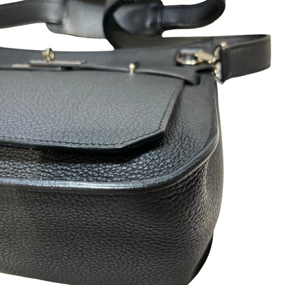 Used HERMÈS Calfskin Leather Jypsieve 28 Shoulder Bag Black PHW