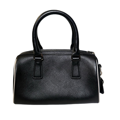 Used PRADA Lambskin Leather Small Top Handle Cross Body Bag PHW Black