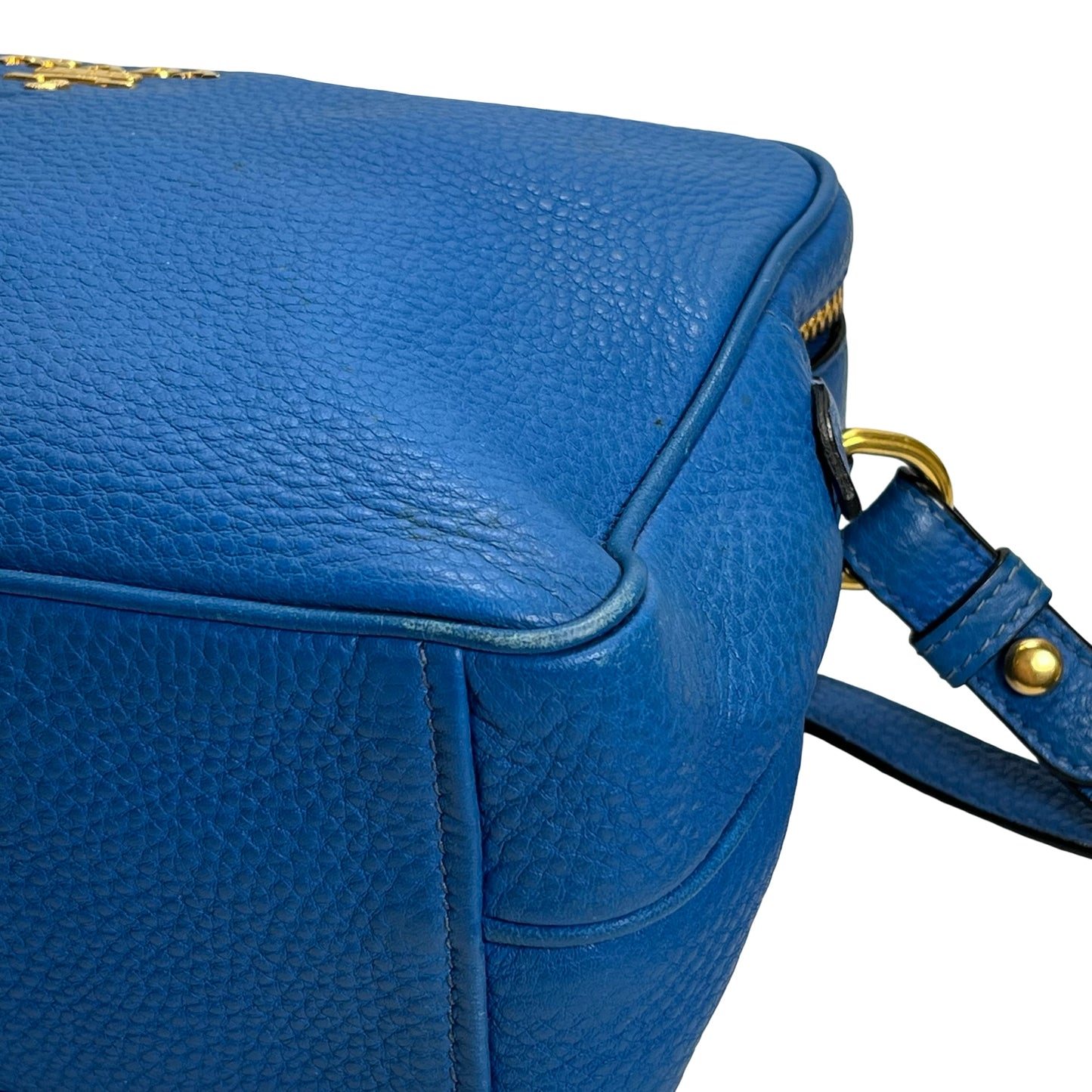 Used PRADA Vitello Phenix Leather Vittelo Phenix Camera Bag Camera Bag Blue