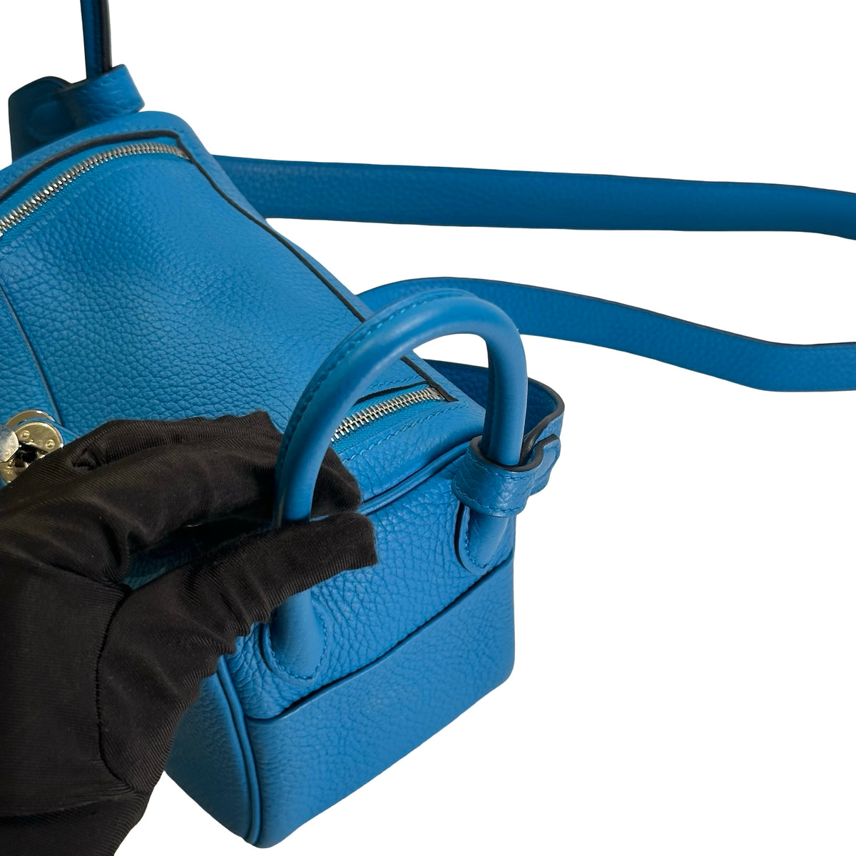 Used HERMES TC Mini Lindy Shoulder Bag Blue PHW