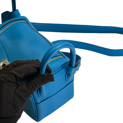 Used HERMES TC Mini Lindy Shoulder Bag Blue PHW