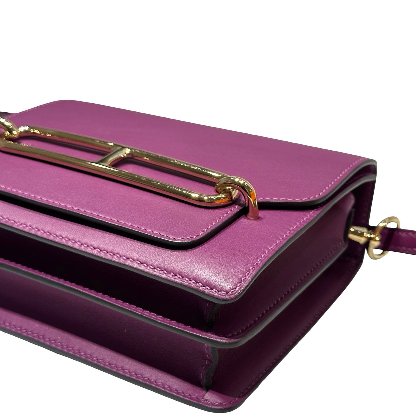 Used HERMÈS MINI ROULIS Cross Body Bag Purple GHW