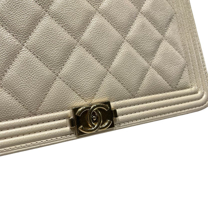 Used Chanel Caviar Leather WOC Shoulder Bag White PHW