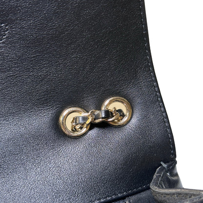 Used CHANEL Chevron Lambskin Chevron Flap Bag Chain Shoulder Bag Black Gold
