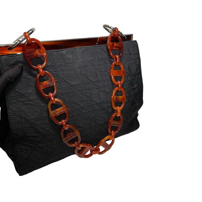 Used DIOR CANVAS Shoulder Bag Black