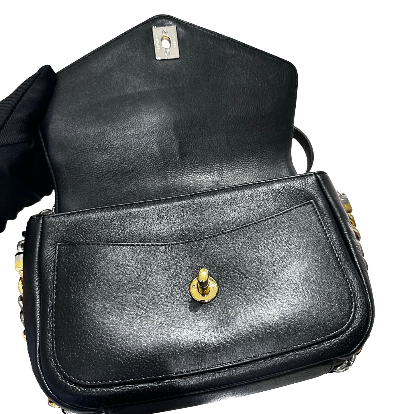 Used CHANEL Cross Body Bag Black GHW PHW